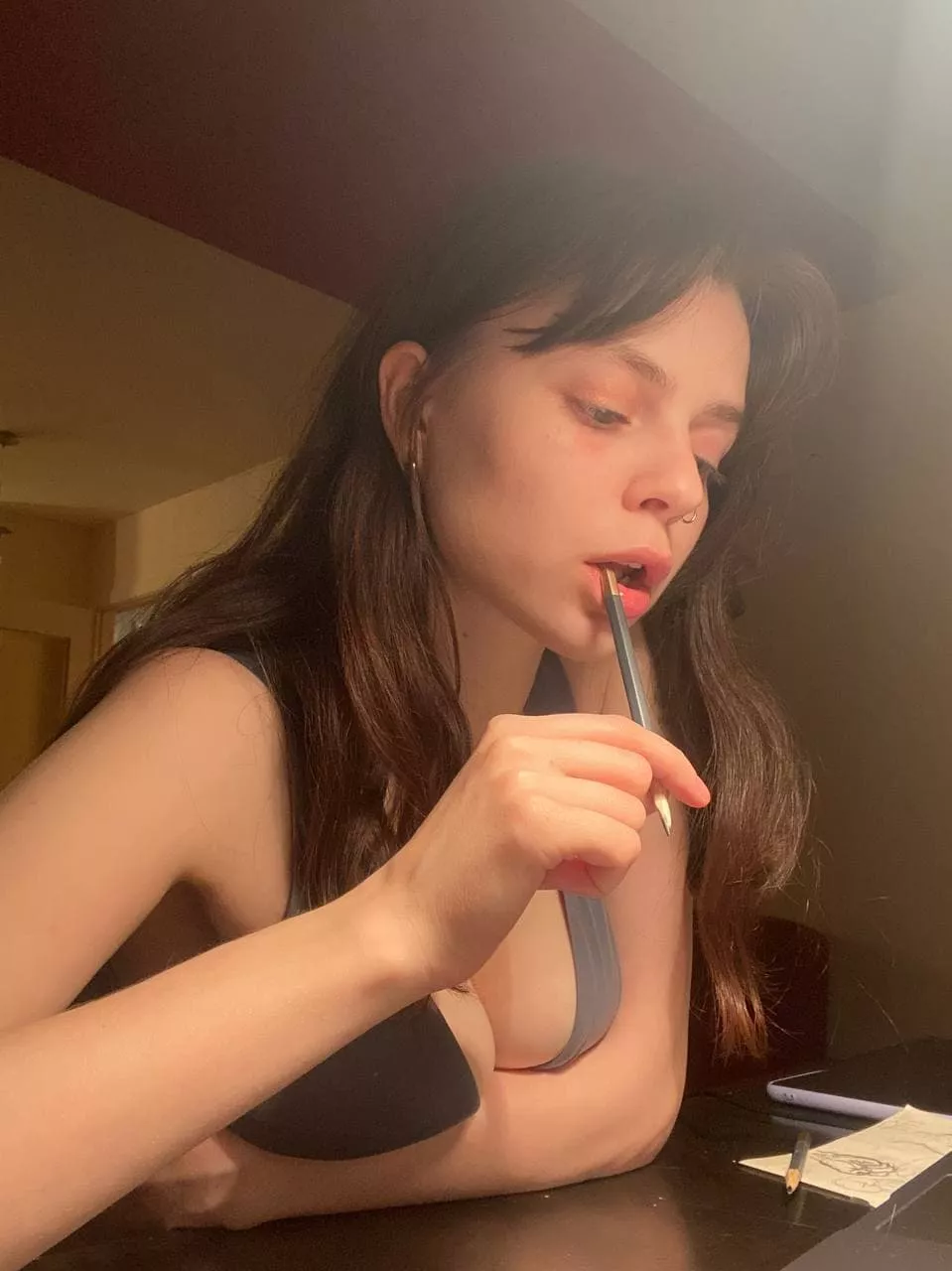 Holding this pencil but thinking of smth else entirelyπ... Holding this pencil but thinking of smth else entirelyπ...