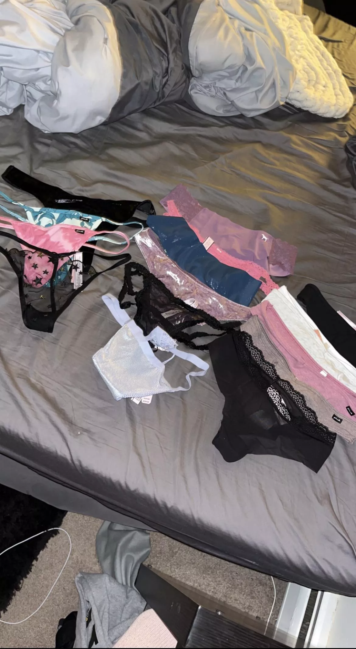 Huge selection of wife’s thongs/gstrings. Is anyone able to trade Live Photos and we can have some fun together.