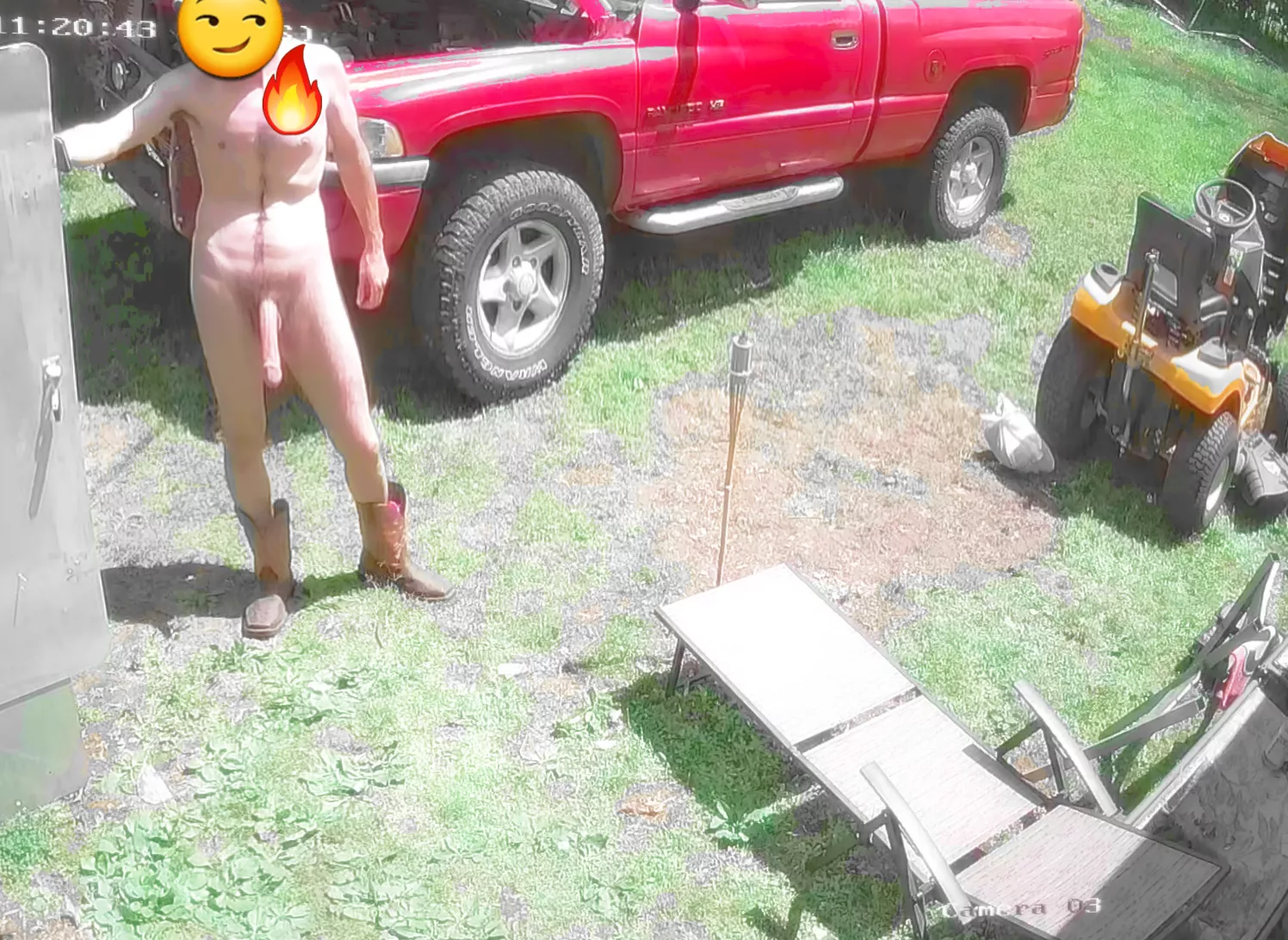 I 🥰being naked outside getting a tan and letting my big dick get some fresh air & stretch out 😉