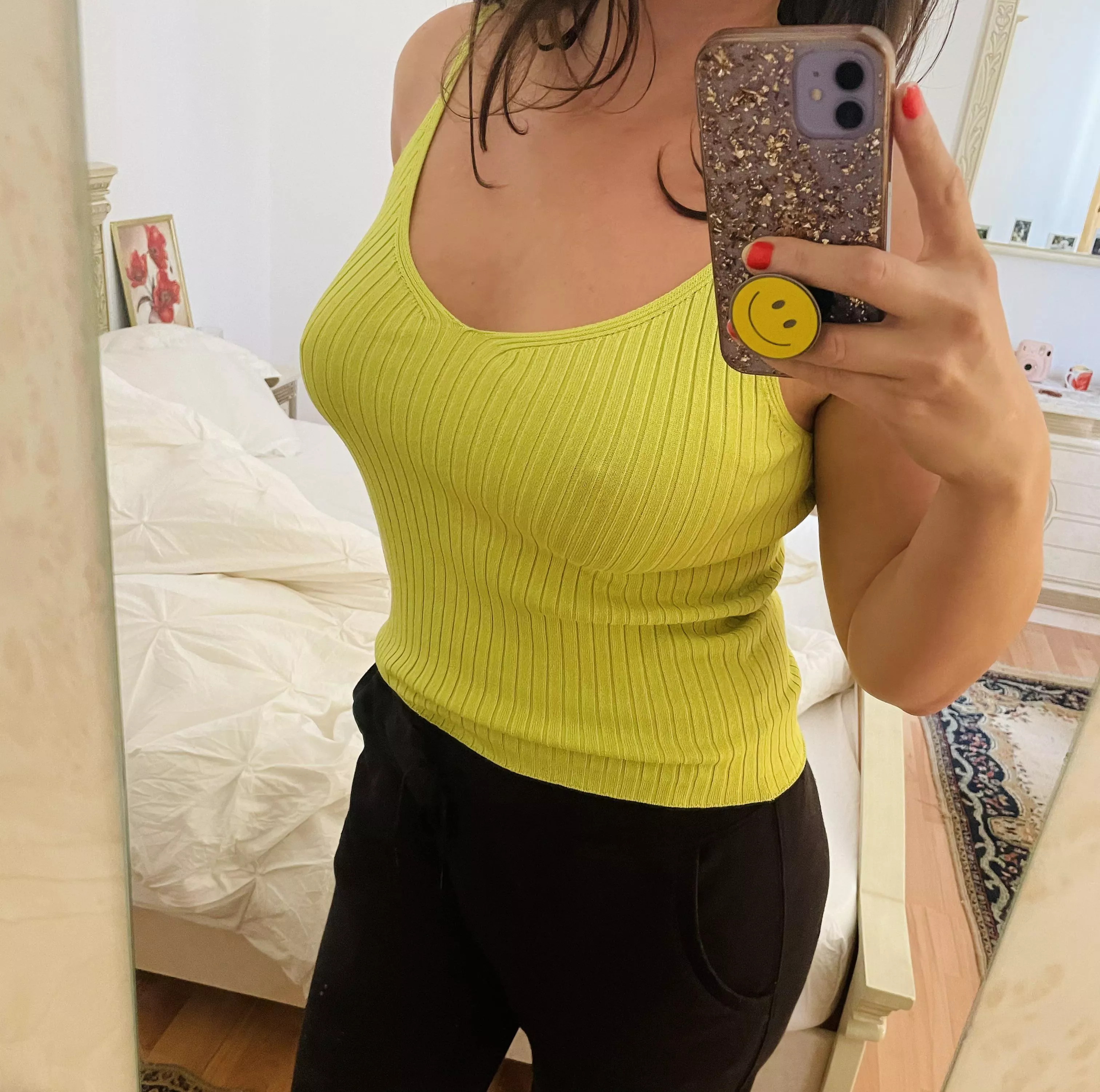 I bought this top specifically for how it looks without a bra.