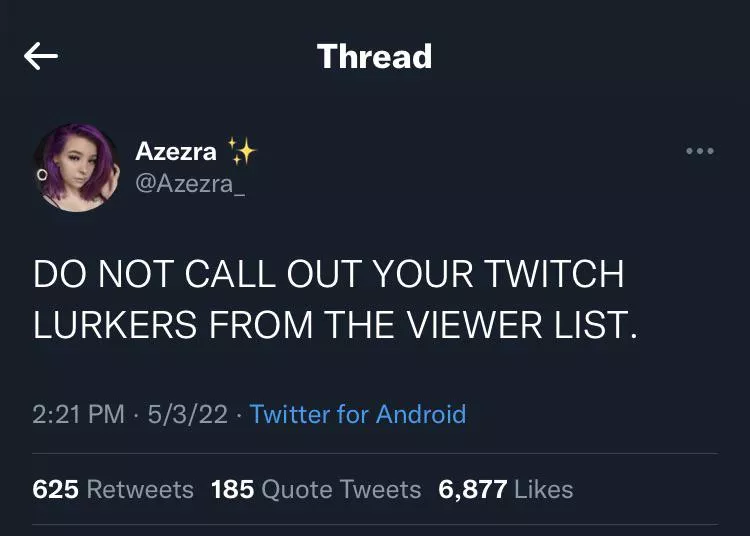 I came across this tweet and was a bit torn. What are your thoughts on acknowledging lurkers?