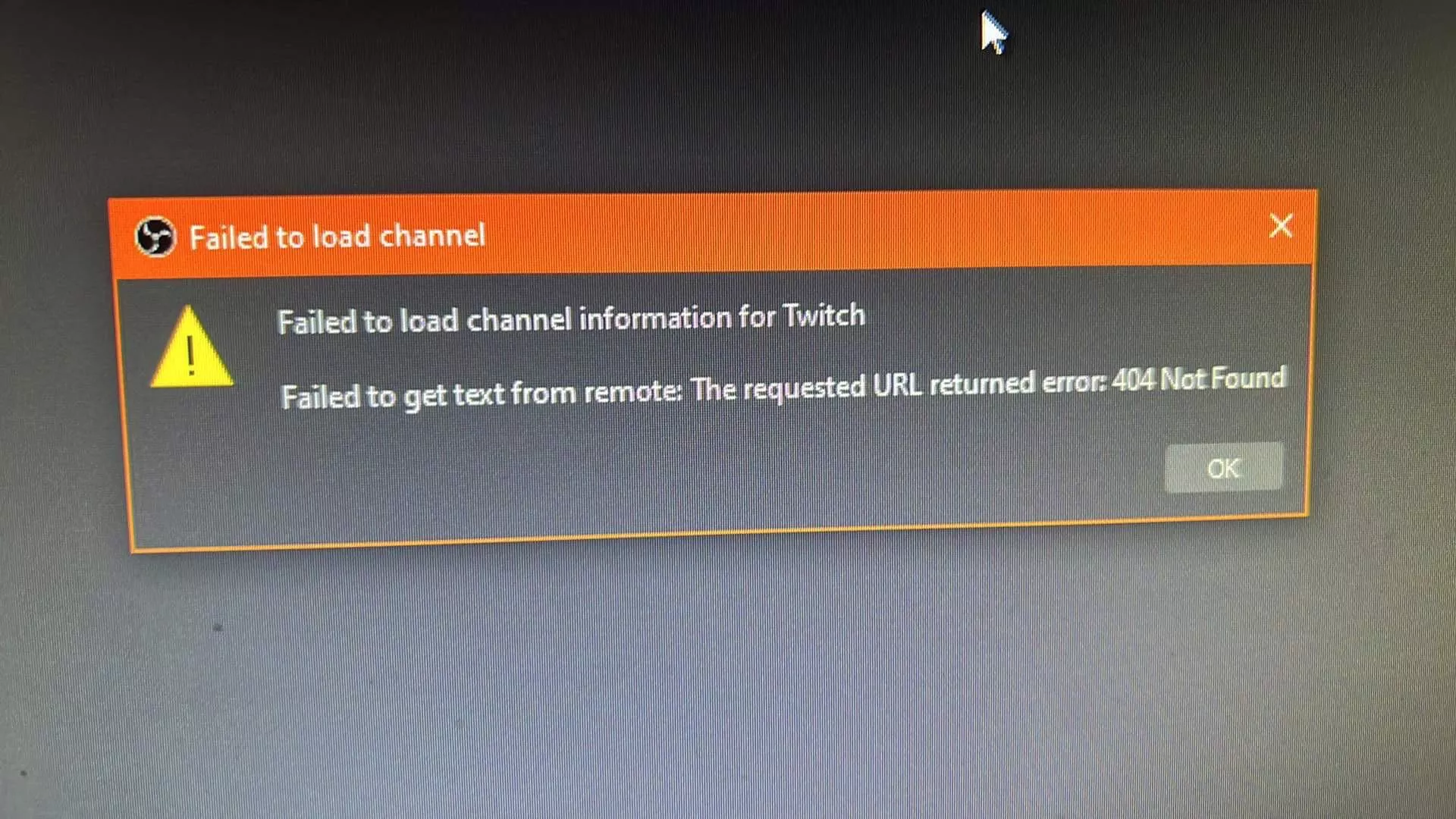I can’t able to connect to Twitch with my OBS anymore, it has been like this for few days, anyone knows how to fix this? Thanks! I can’t able to connect to Twitch with my OBS anymore, it has been like this for few days, anyone knows how to fix this? Thanks!