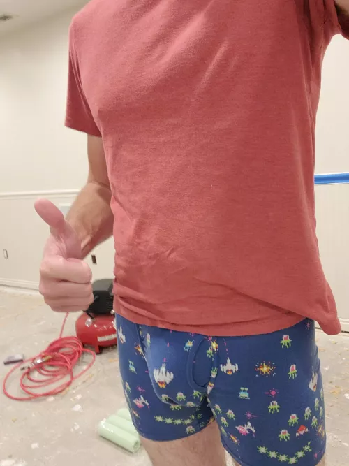 I got a FUCK TON of paint on my shorts because I wasn't paying attention. Had to finish painting like this.