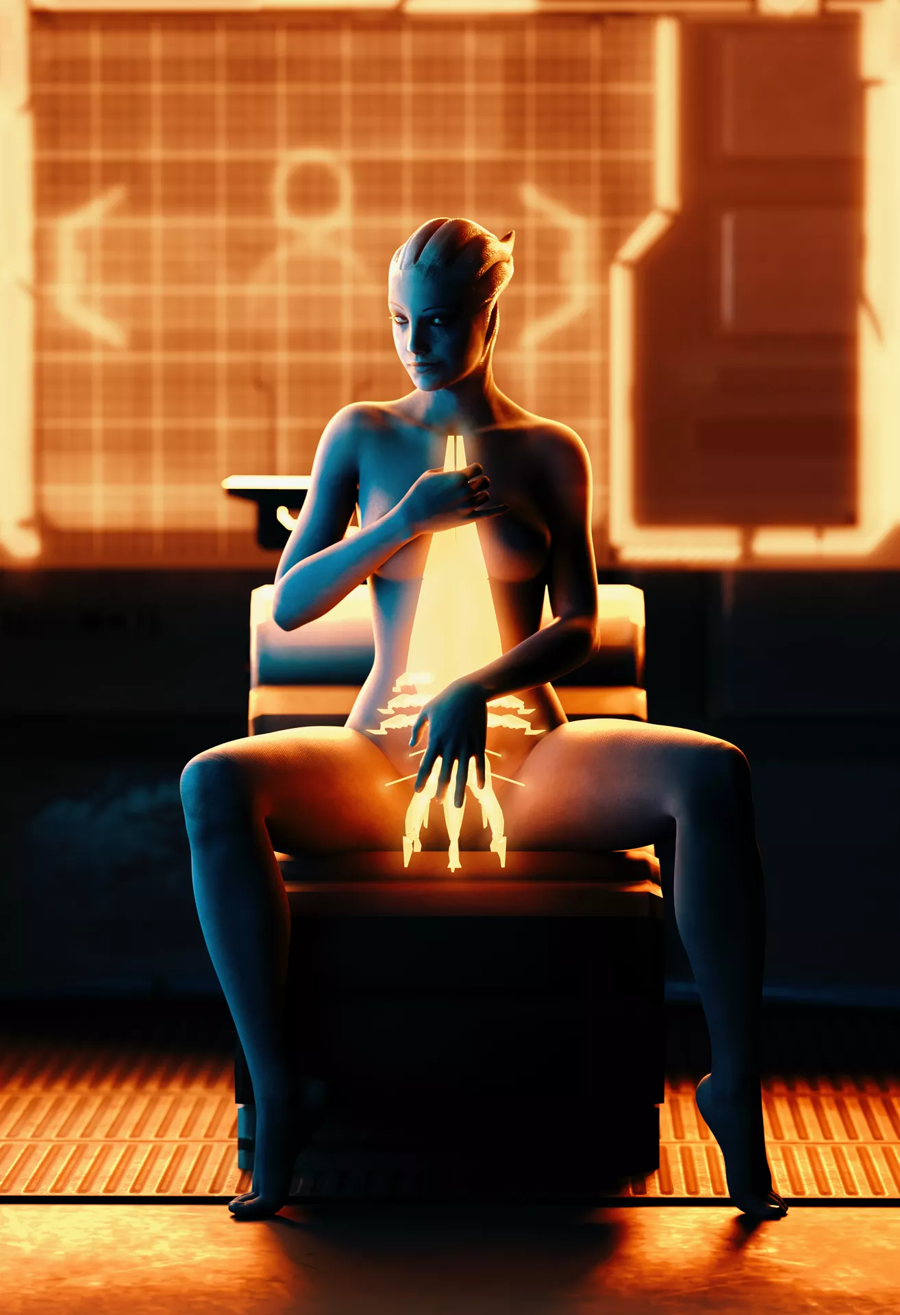 I keep learning Blender, so here's «A Sovereign Innuendo» [Liara] (by me)