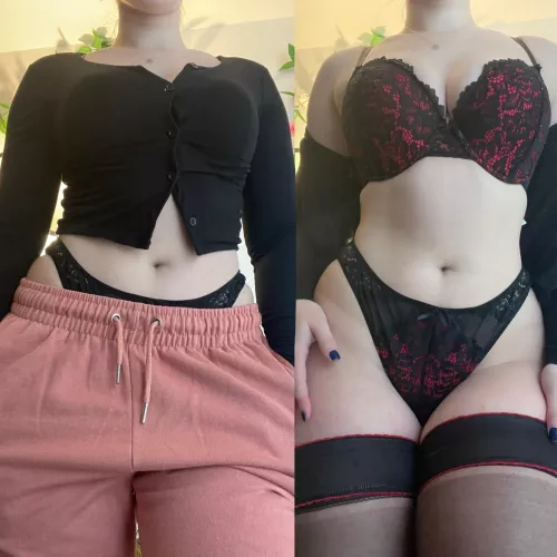 I love wearing sexy lingerie under my home clothes 😜