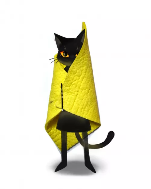 I made this cat guy in a blanket as a homework, teacher didn't like it but I love it. I think he is cute💛 (by me)