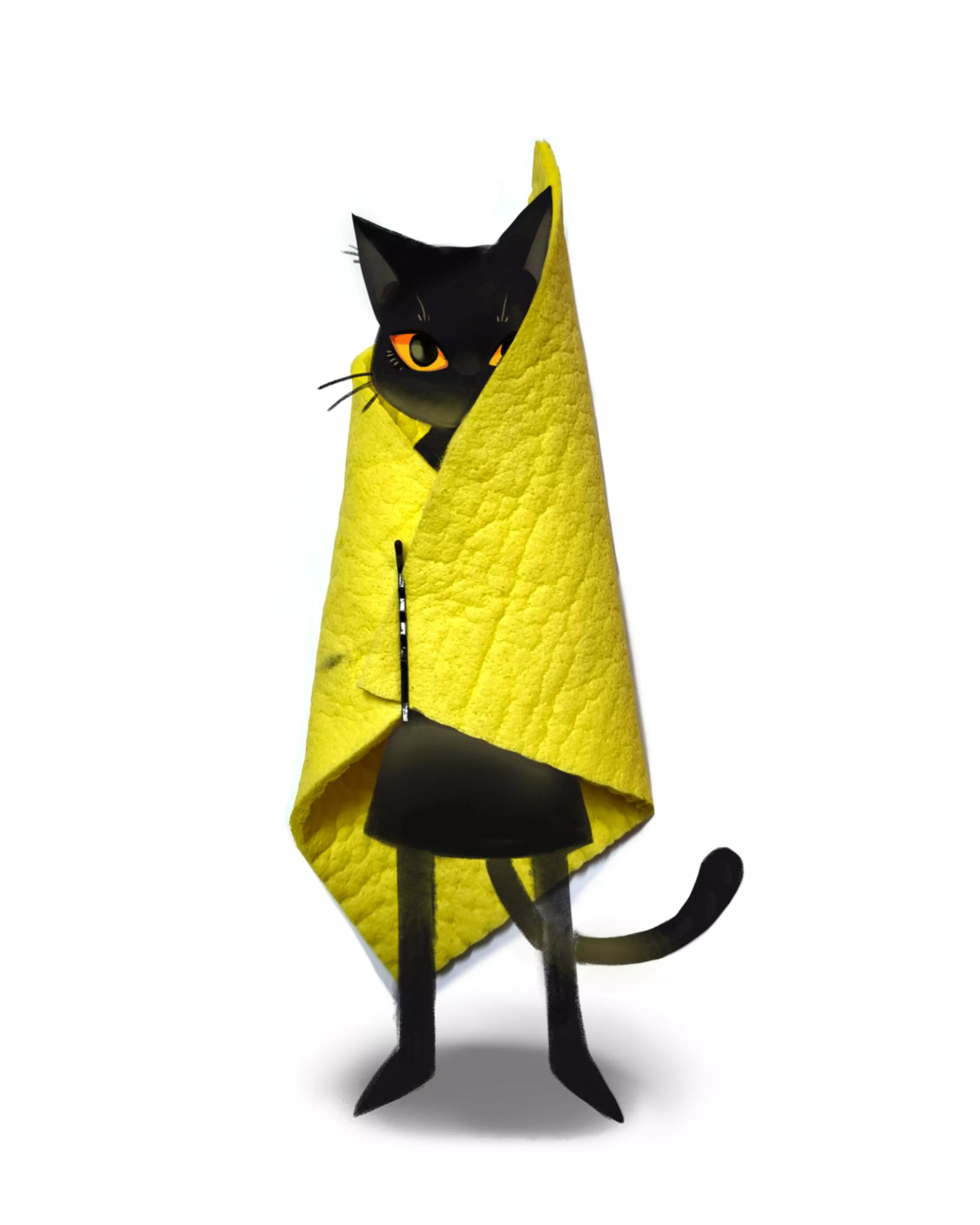 I made this cat guy in a blanket as a homework, teacher didn't like it but I love it. I think he is cute💛 (by me)