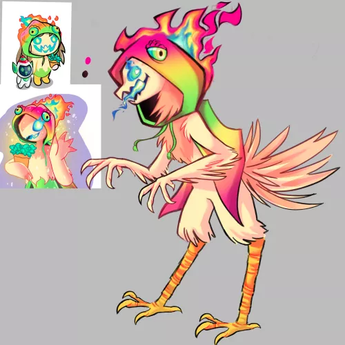 I redrew a fursona i made based on my reddit avatar one or 2 years ago :O what shall we name this flame bird?