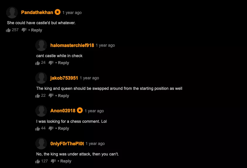 I seriously would not have expected to see chess on a porn site. But hey, PH commentators are on another level