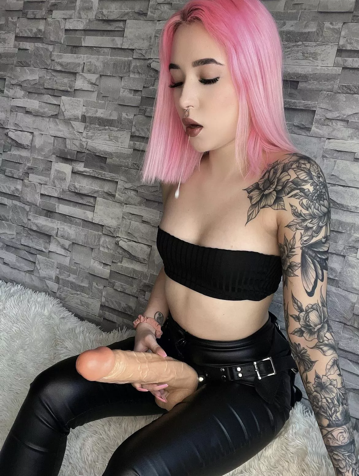 I want a cock hungry slut to suck off my spit from my dick before I fuck you with it [domme]