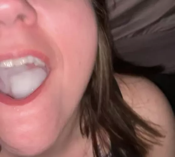 I wanted to do a facial but she wanted a mouthful. It took her a minute to swallow that huge mouthful of thick cum.