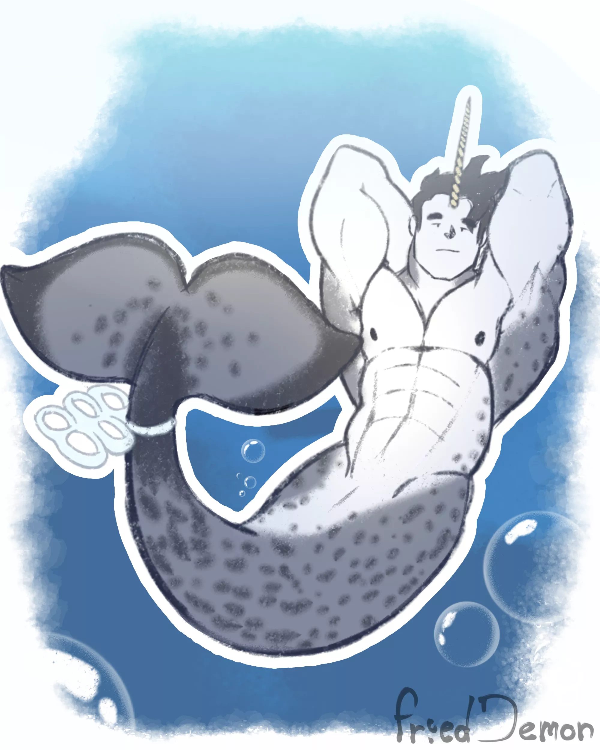 I will try to make as many mermay days as I can. I promise nothing, but I will try. this day we have a Narwhal (made by Me)