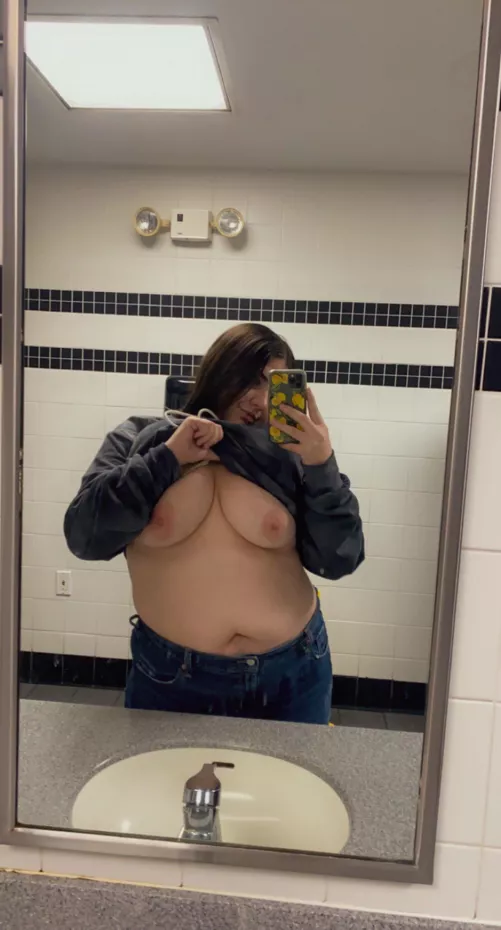 If I’m in ever in a public bathroom, chances are I’m flashing my tits
