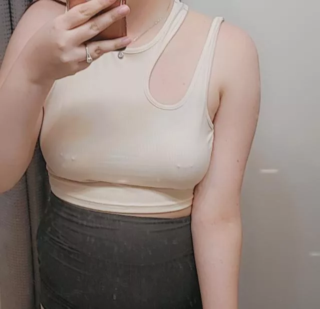 Ignore the dirty mirror. but I'm liking how this asymmetrical top fits 🥰