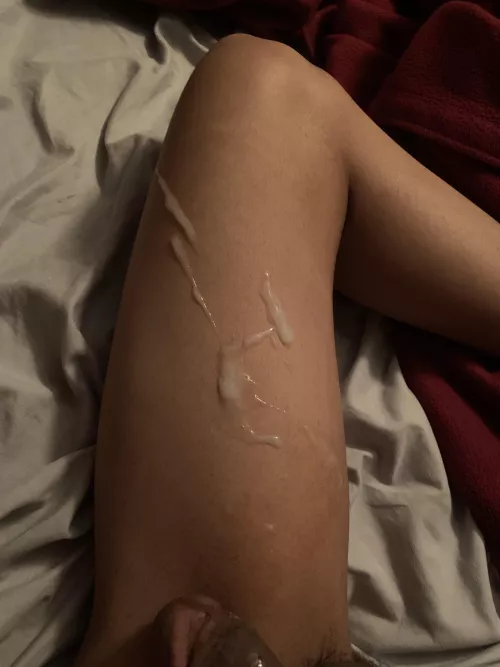 I'm so bad at edging my teen dick, at least i got it on my thigh to show you.