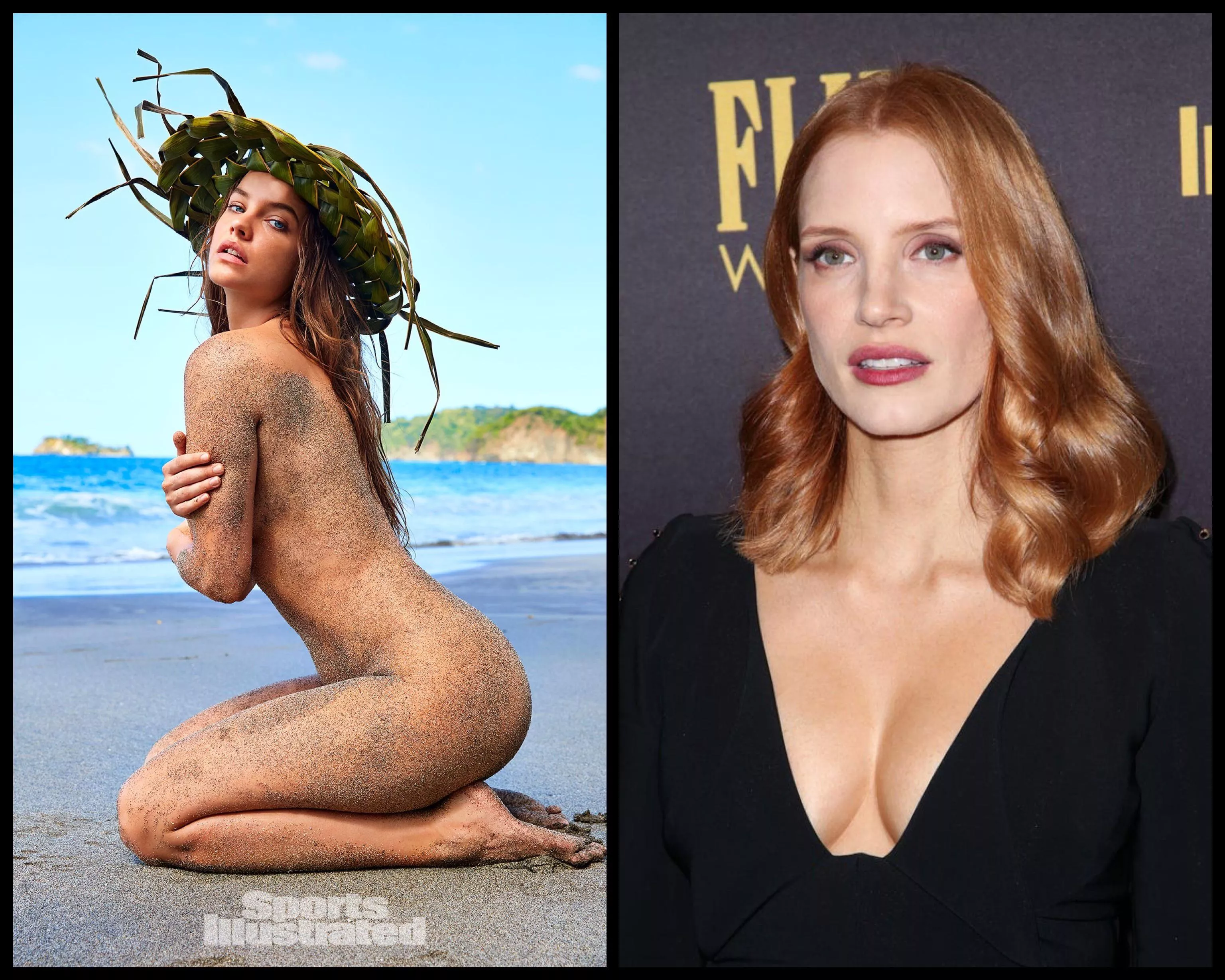 I’m so horny right now. Please milk me as Barbara Palvin or Jessica Chastain while I am showing of.