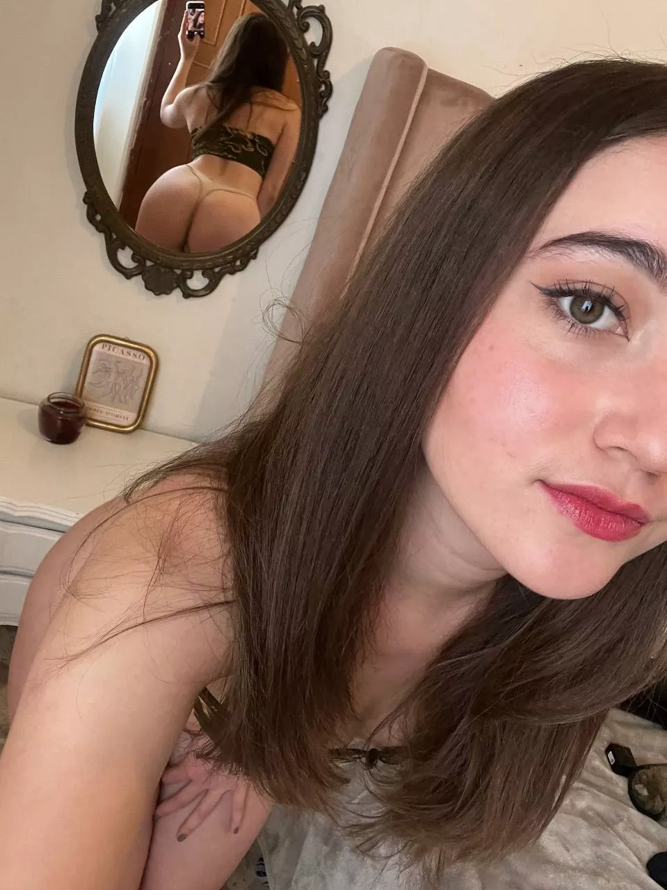 I’m still unsure if I want you to cum in me or on my tits