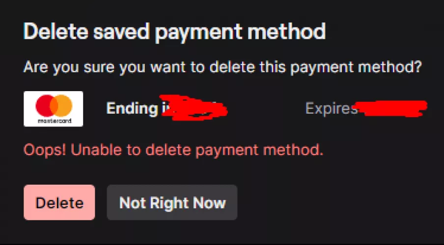 Im trying to remove my card from