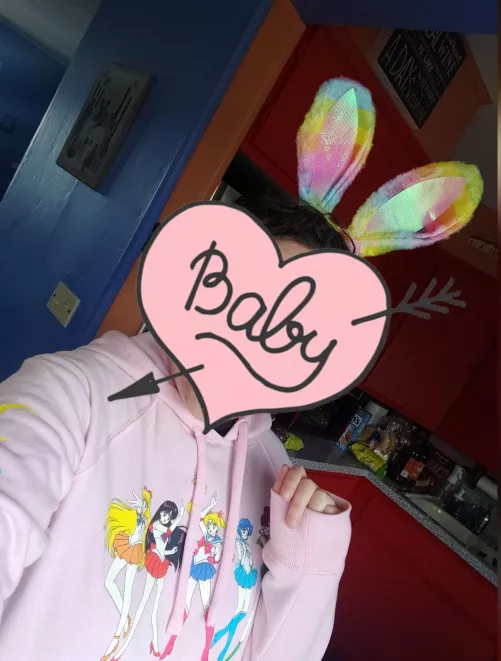 In my new bunny ears! I also bought daddy his own pair for Easter too as a surprise. (Don't worry, he's not a reddit user. So he won't know!)