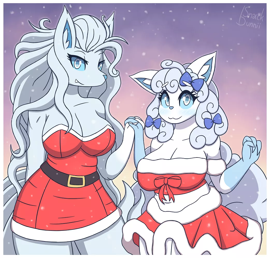 It's almost summer, so cool off with a Merry Christmas from Alolan Ninetales and Vulpix!