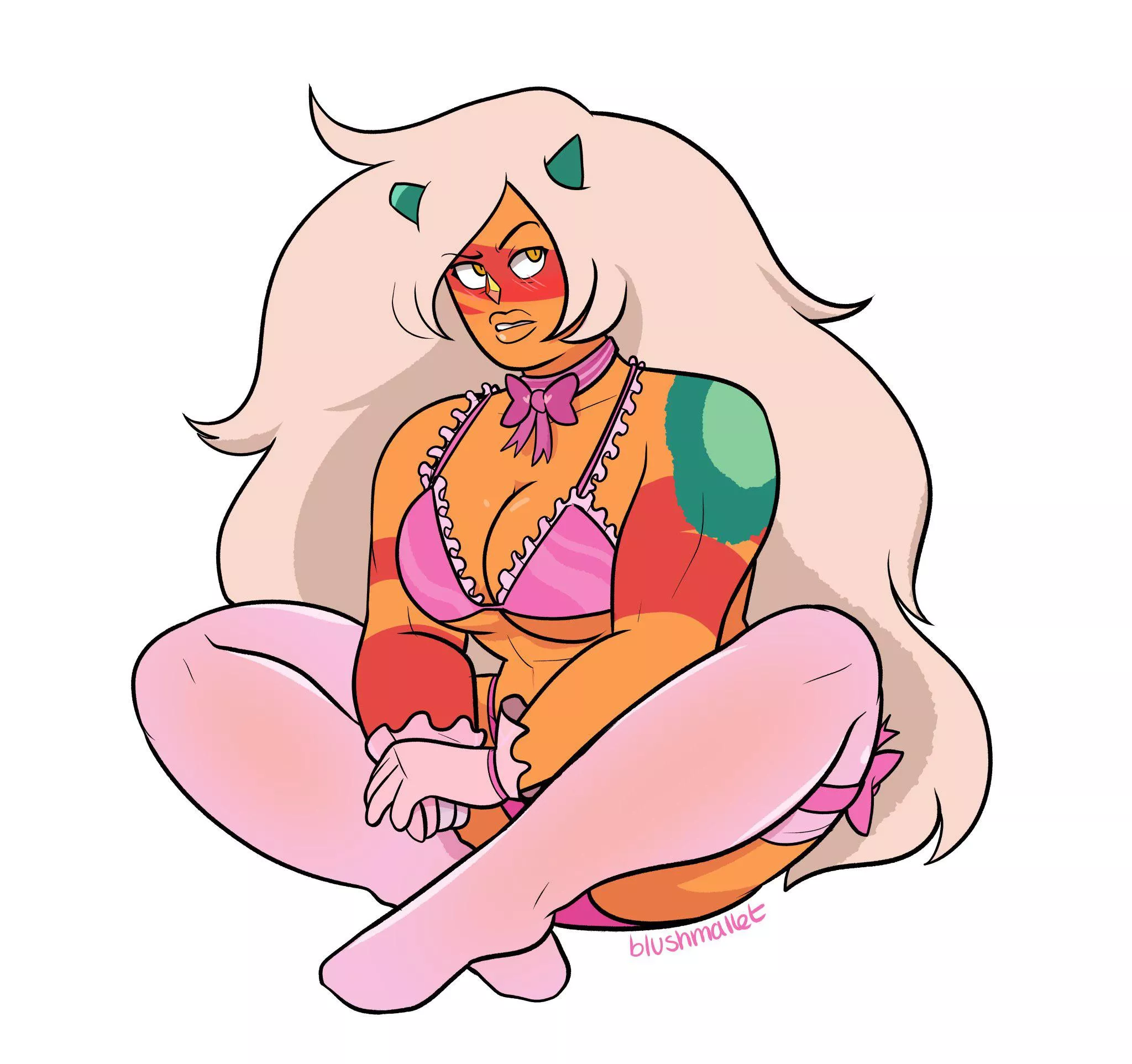 Jasper, in something pink and lacy (art by Blushmallet)