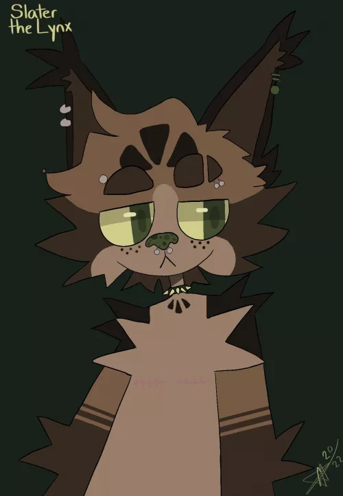 just finished this new oc!! his name is Slater and he is a lynx :) ((drawn by me))