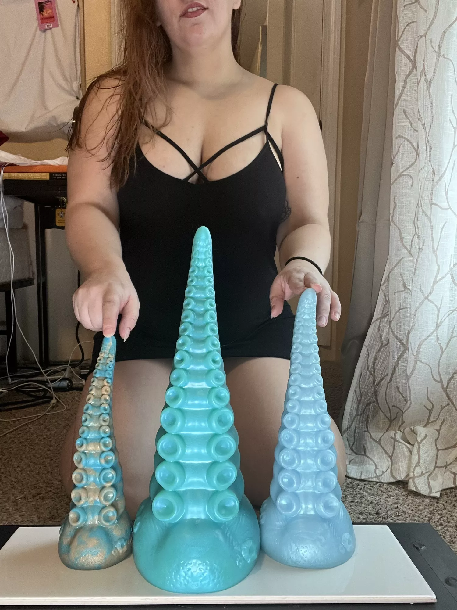 Just got my new Xl/soft ika in today! Obsessed already. Shown with my medium and large ikas for size comparison. Love ika in blue 💙