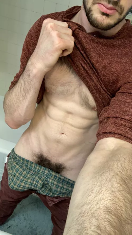 Just waiting for a very good girl or boy to reach down and pull it out for me…. I’m dying to feel your hand on my throbbing cock 😏