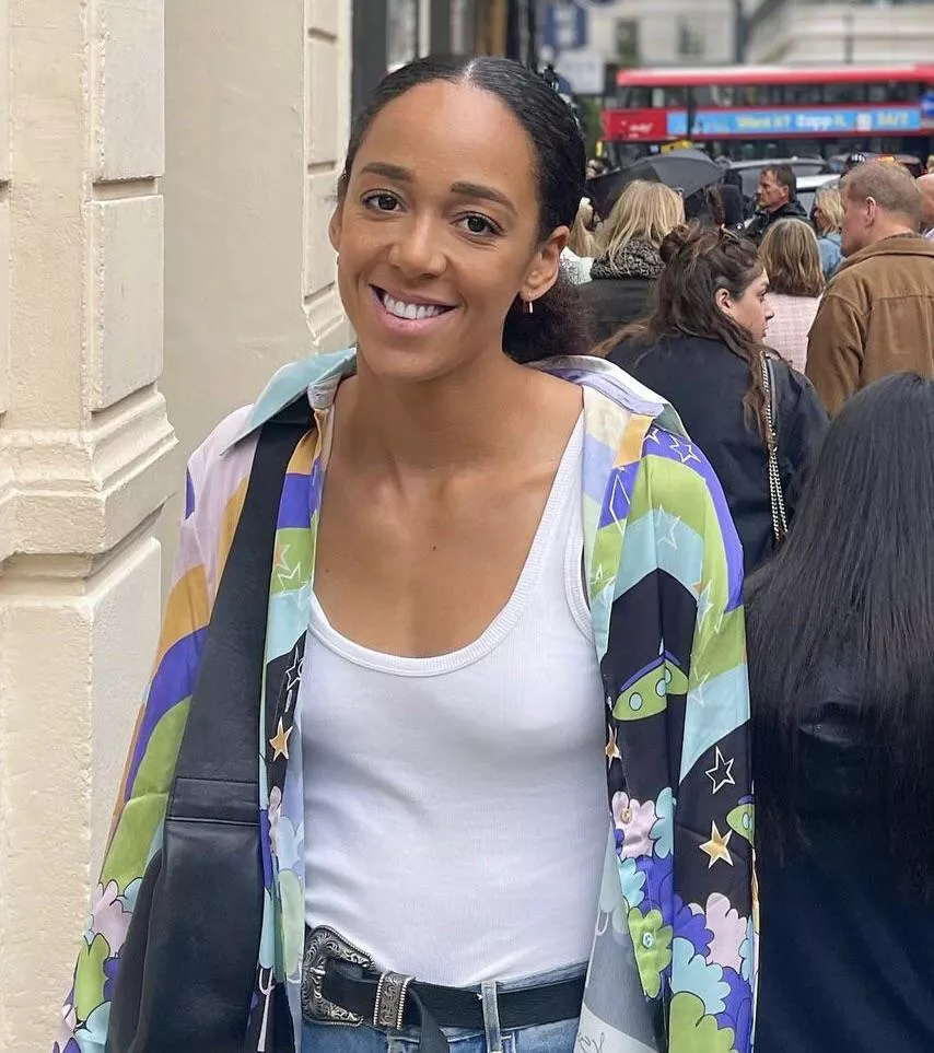 Katarina Johnson Thompson and her pierced nipple