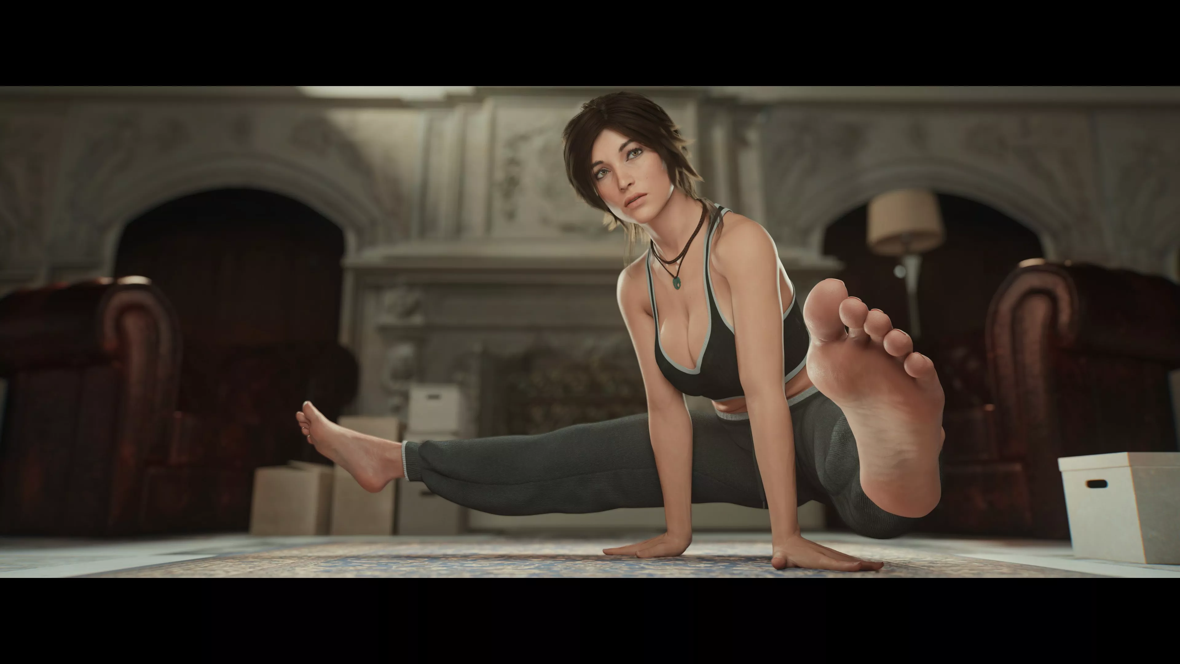 Lara Croft testing her stamina (horizonrenders)