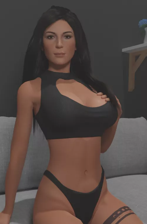 Lara sit on sofa (CTRL-V3D)