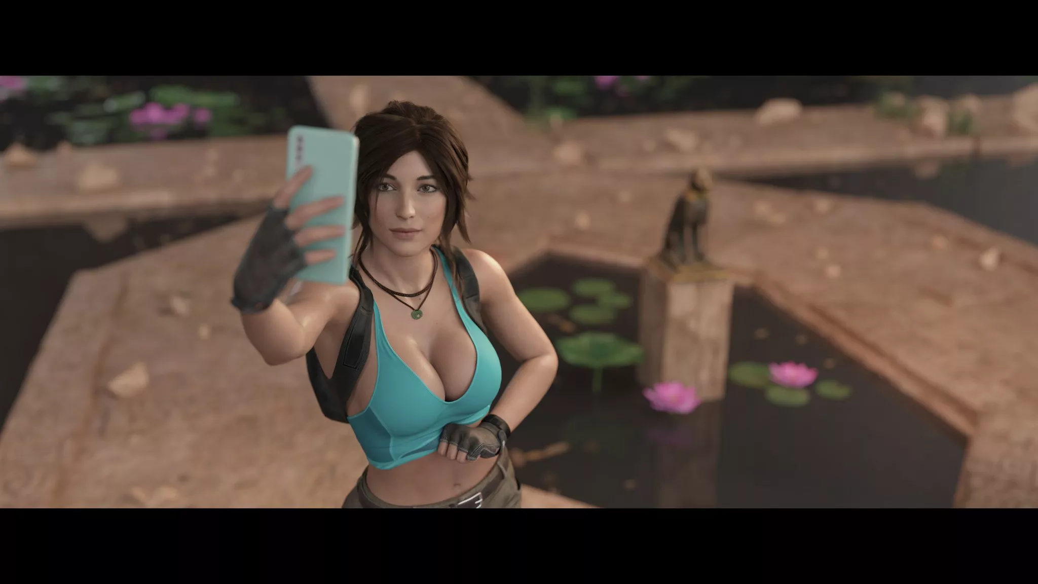 Lara taking a selfie (Horizon Renders)