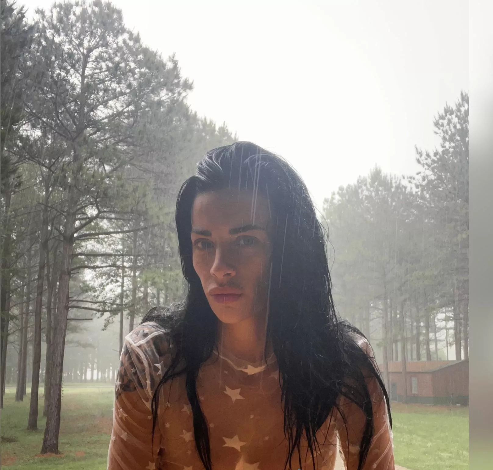 Lauren Sky enjoying a nice rain shower.