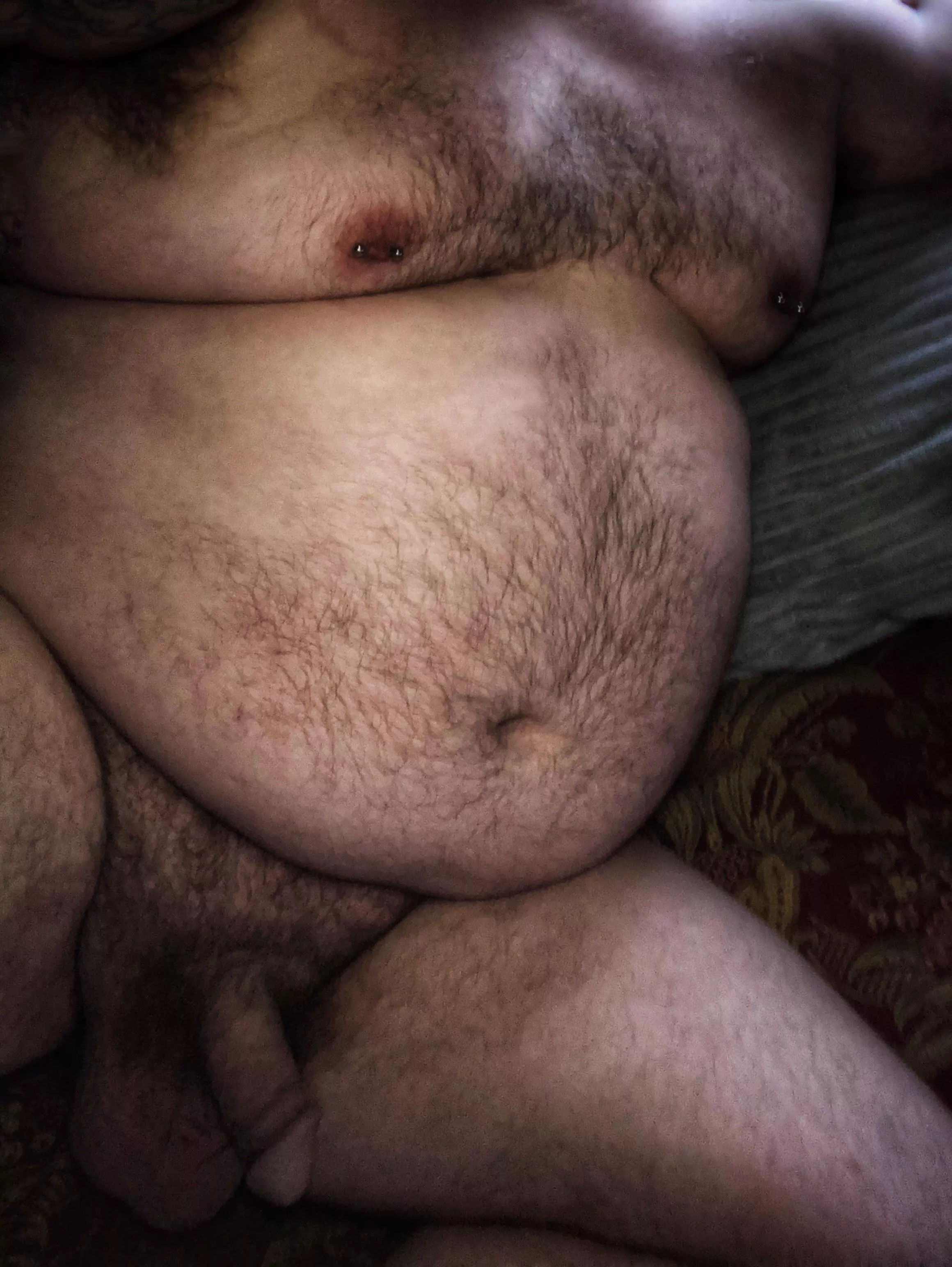 Laying around before work.