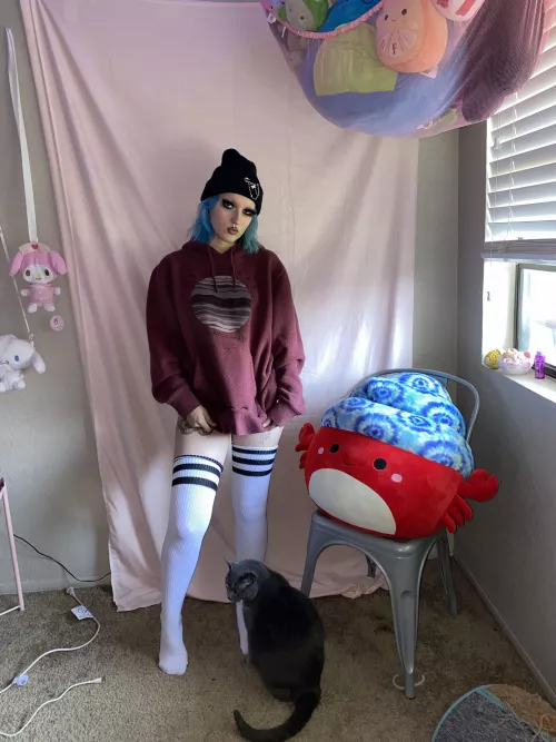 lazy saturday fit featuring my squishmallow hehe