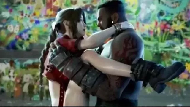 LF Color Source: 1girl, 1boy, brown hair, black hair, dark skin, red dress, boots, final fantasy, braided, sex