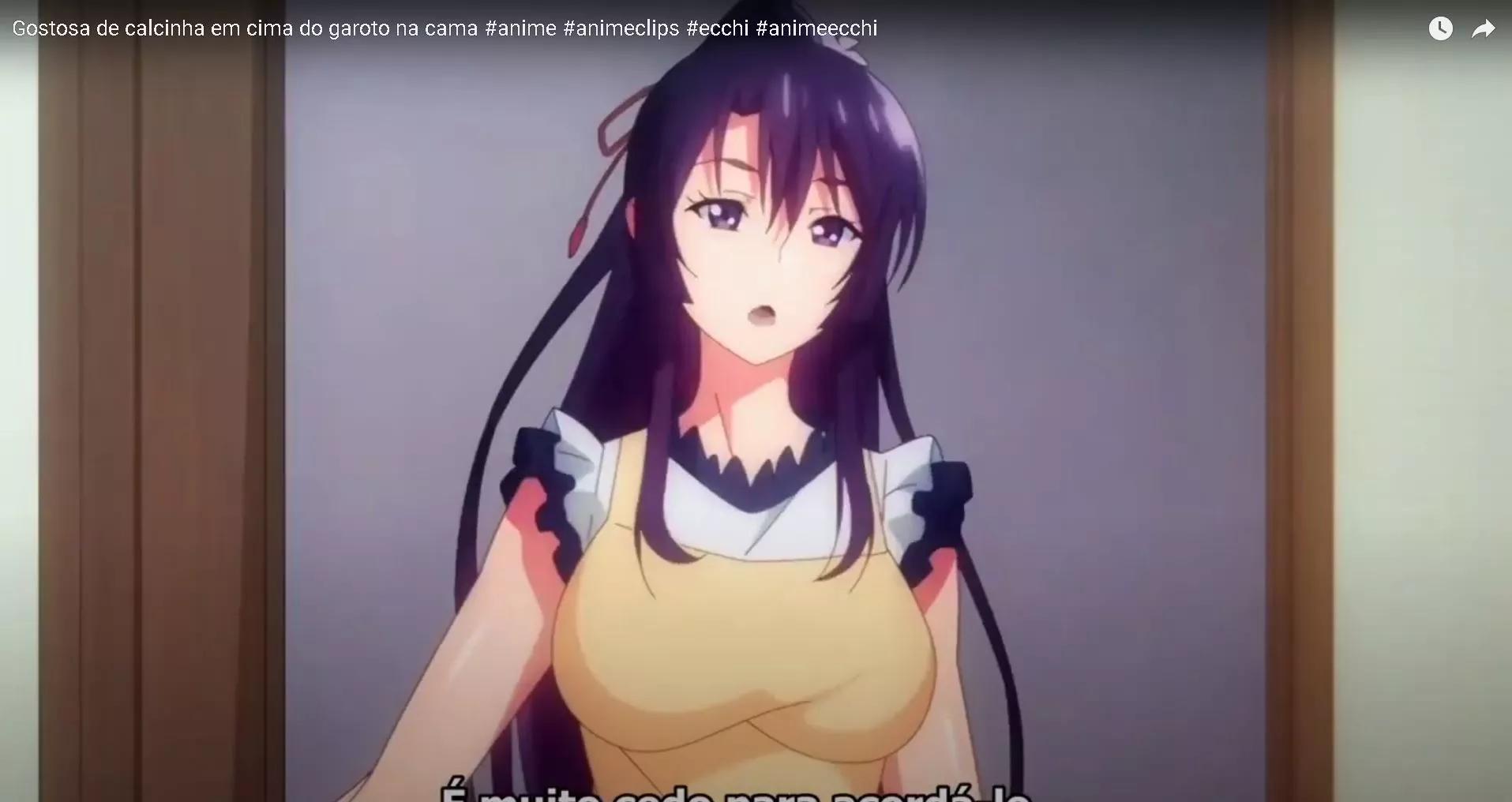 LF Color Source: 1girl, black hair, long hair, big/large breasts, standing, apron