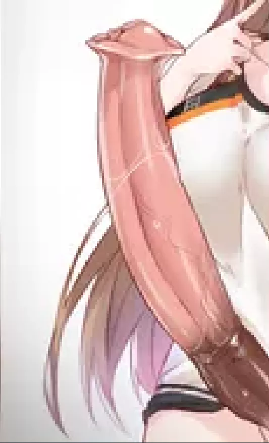 LF Color Source: 1girl, brown hair, gradient hair, white clothes, horsecock, big breasts