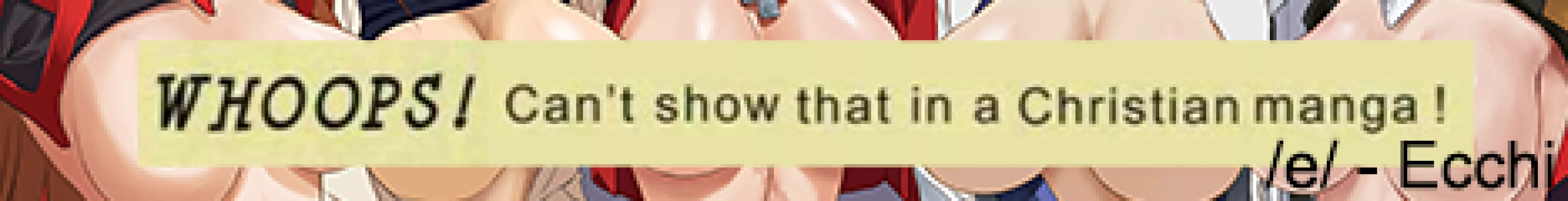 LF Color source, 5girls, large breasts, english text censor, whoops! can't show that in a christian manga! /e/ - ecchi