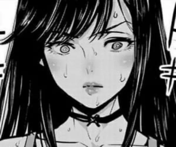 LF Mono Source: 1girl, black hair, sweating, collar, suprised face