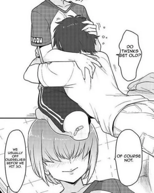 LF Mono source: male only, black hair, silver hair, hugging, femboy, smiling,