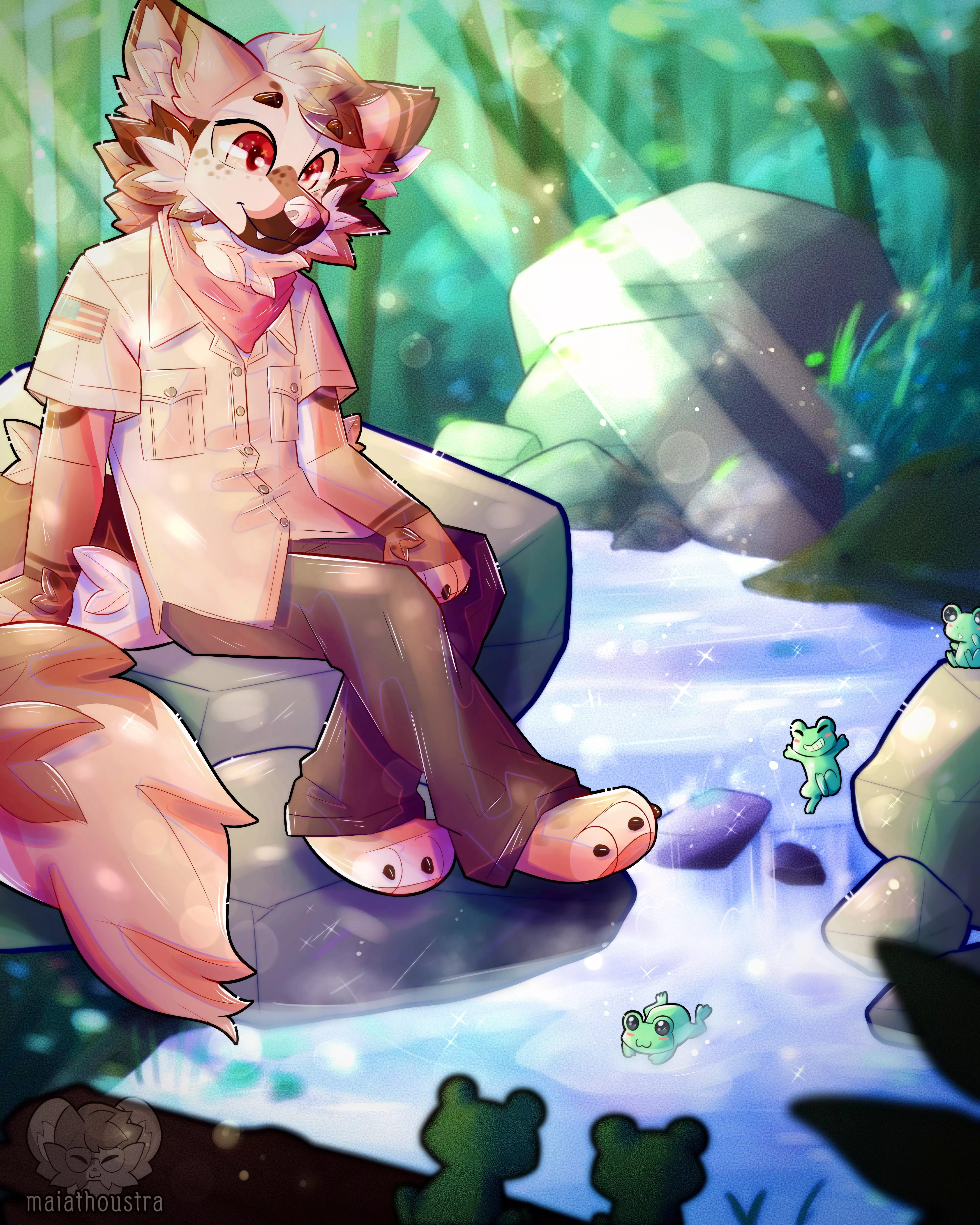 Looking at the frogs ~ comm for Subject, art by me @maiathoustra