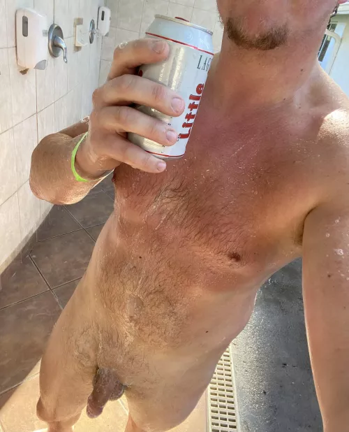 [m] post- naked 5k shower at the nudist resort. A great show of nude athleticism