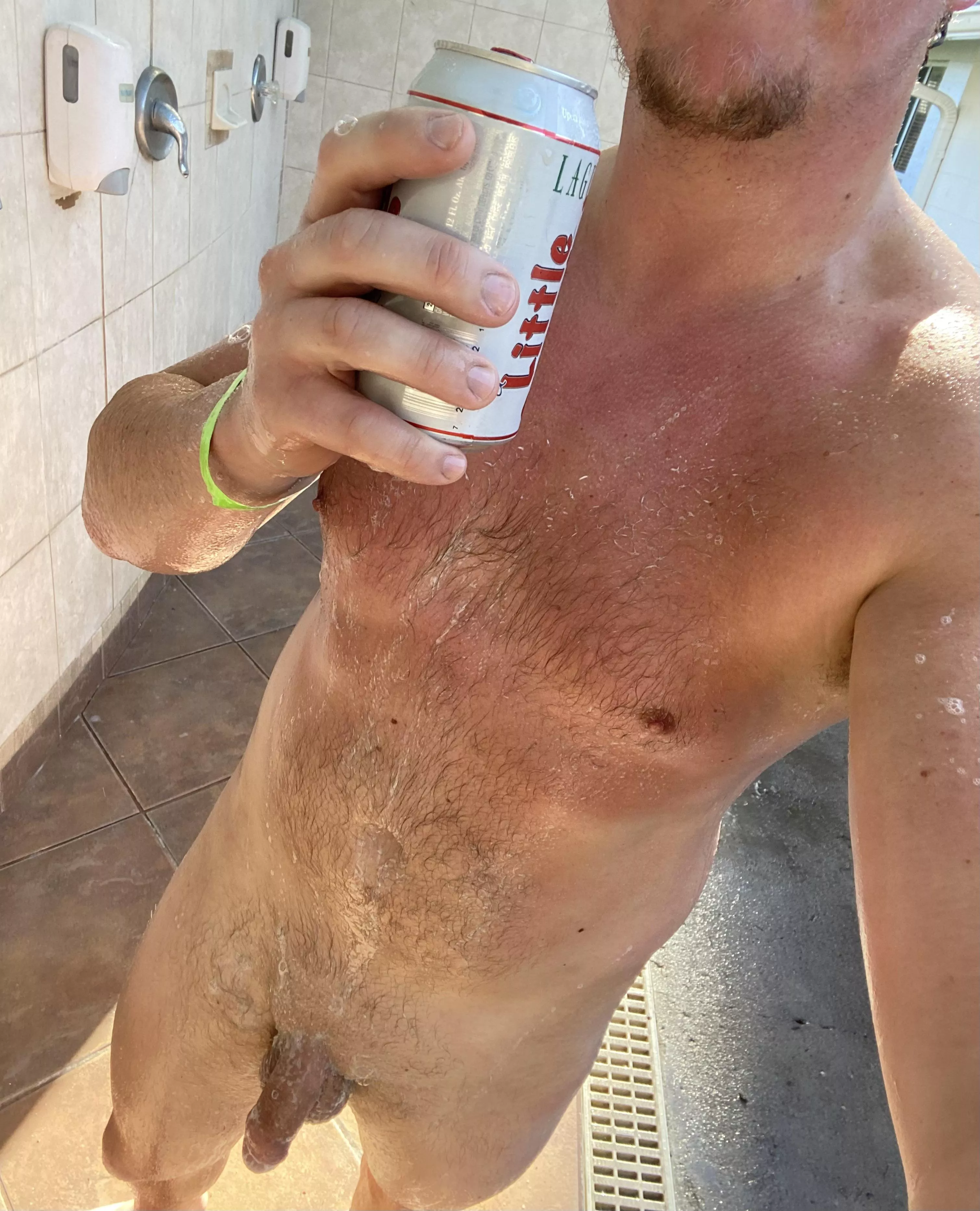 [m] post- naked 5k shower at the nudist resort. A great show of nude athleticism