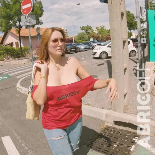 Marie20 mym braless in red shirt