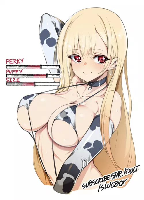 Marin Kitagawa - Marin's perky, puffy, perfectly sized tits in a cow bikini (Slugbox) [My dress up darling, Sono bisque doll wa koi wo suru]