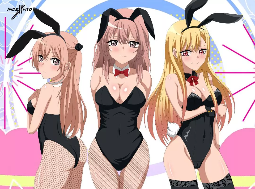 Marin Kitagawa, Shinju Inui and Sajuna Inui doing a sexy group cosplay (IndexRyo) [My Dress-Up Darling]