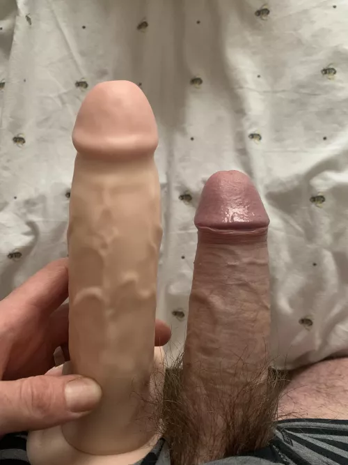 Me compared to my wife’s dildo. Is it any wonder I quite regularly discover it’s been moved (used)