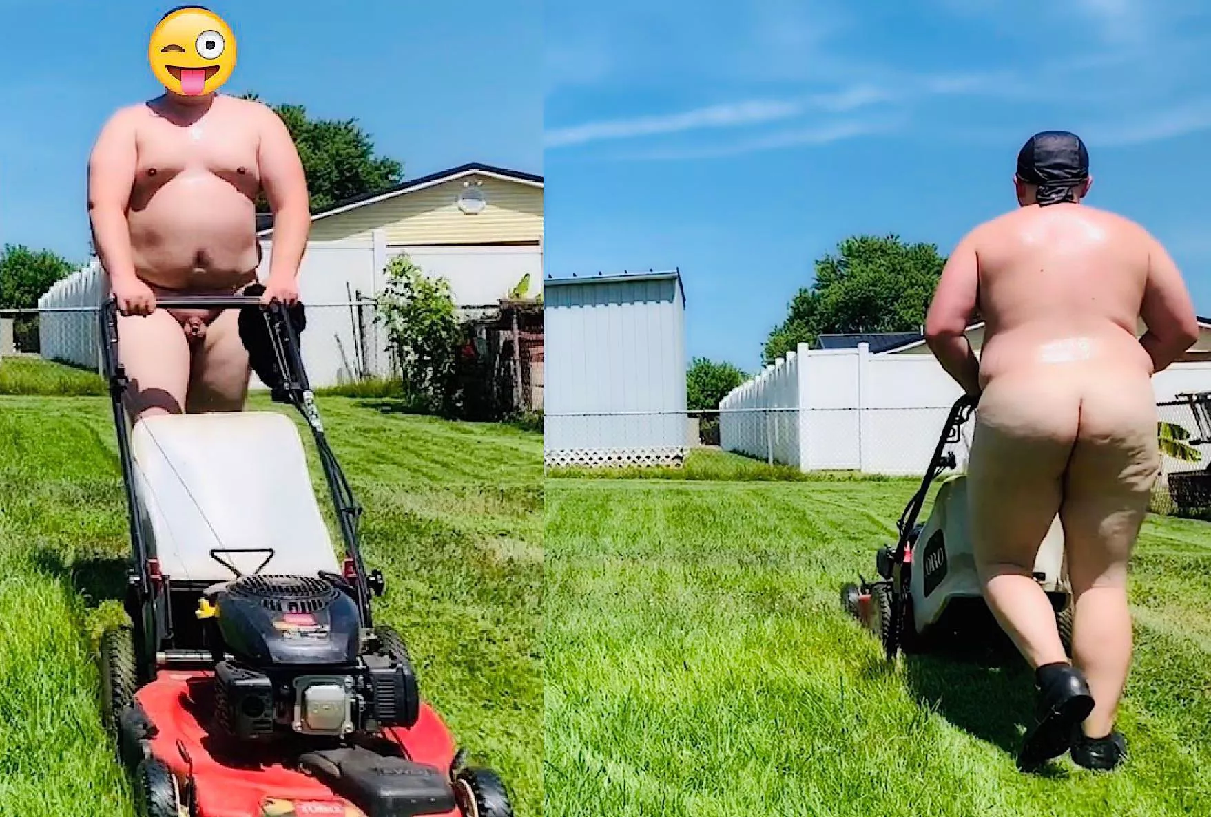 mowing,grass,naked.
