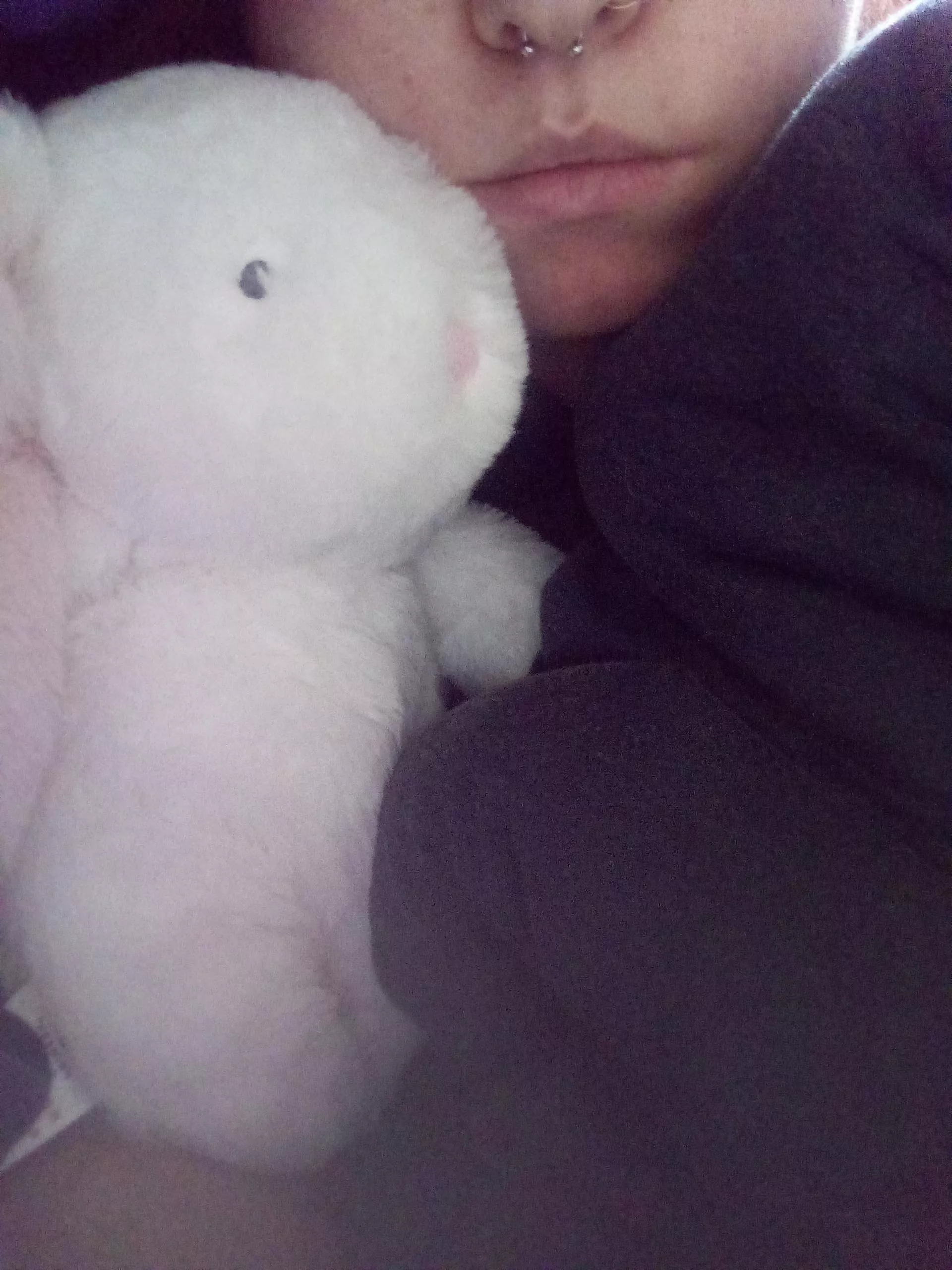 Mr Flops and I do not want to get out of bed *pouts* Mr Flops and I do not want to get out of bed *pouts*